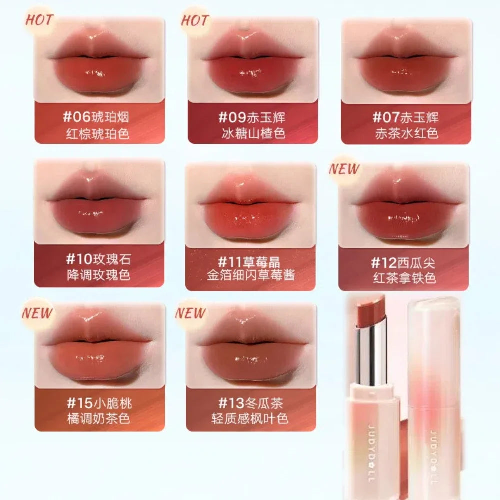 Judydoll Water Gloss Mirror Lipstick Crystal Jelly Lip Gloss Moisturizing Long Lasting Solid Lip Stick Nude Lip Tint Makeup