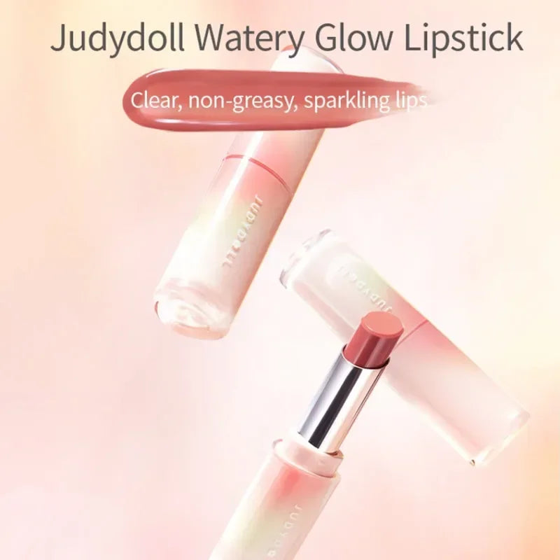 Judydoll Water Gloss Mirror Lipstick Crystal Jelly Lip Gloss Moisturizing Long Lasting Solid Lip Stick Nude Lip Tint Makeup