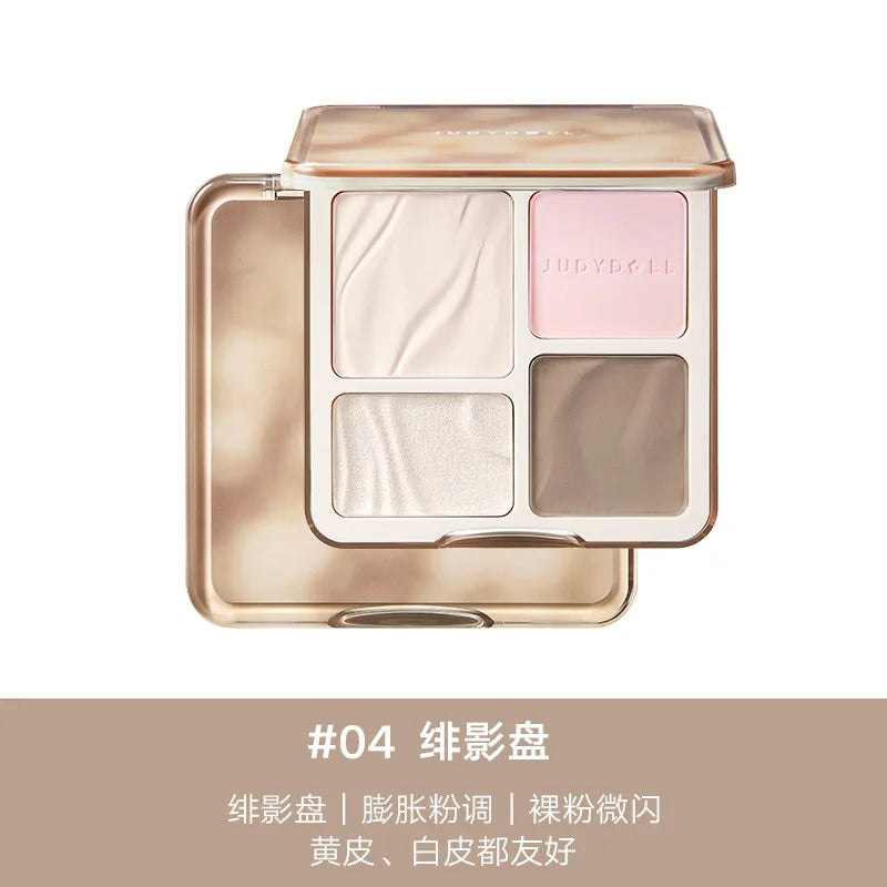 Judydoll Facial Highlighter Makeup Palette Face Lasting Glow Brighten Contour Shimmer Matte Powder 3D Nose Shadow Cosmetics