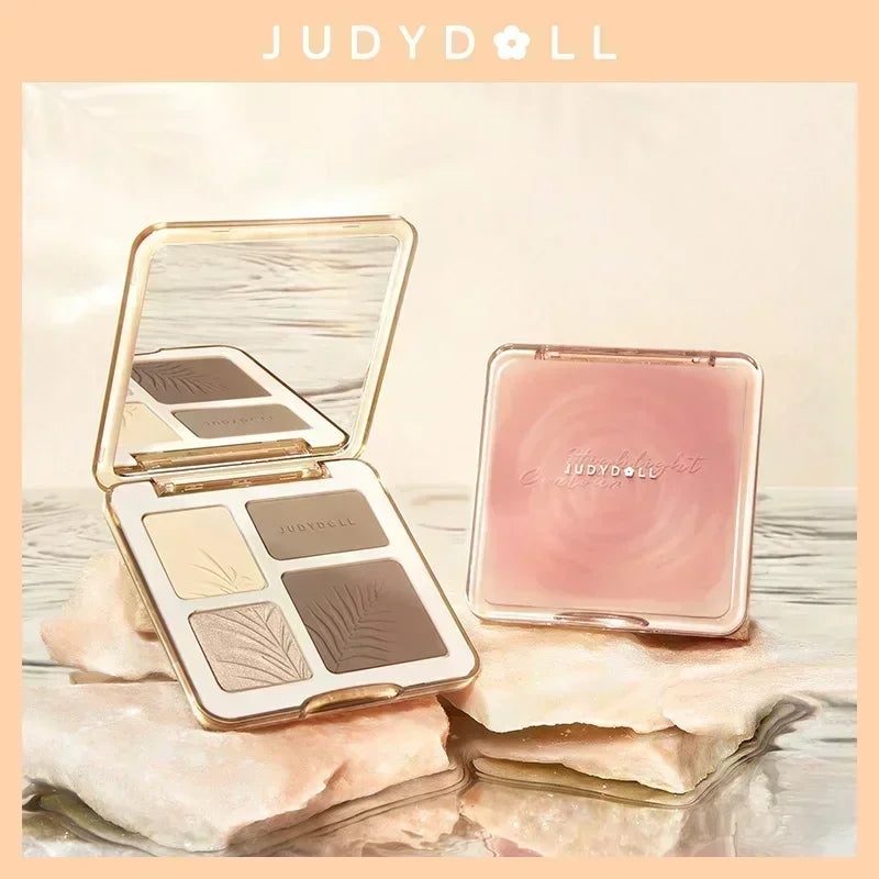 Judydoll Facial Highlighter Makeup Palette Face Lasting Glow Brighten Contour Shimmer Matte Powder 3D Nose Shadow Cosmetics